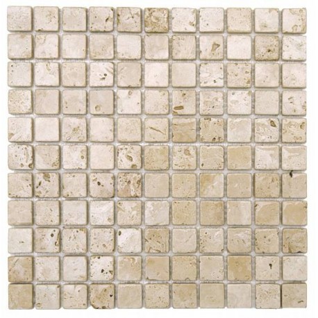 mosaïque travertin mix blanc marron - progibat